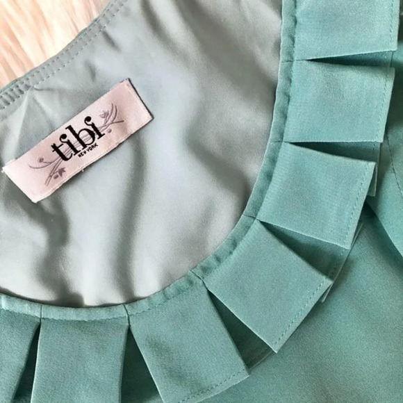 Tibi Lillian Scoop Dress Silk Aqua Blue Green 4 - Picture 6 of 7